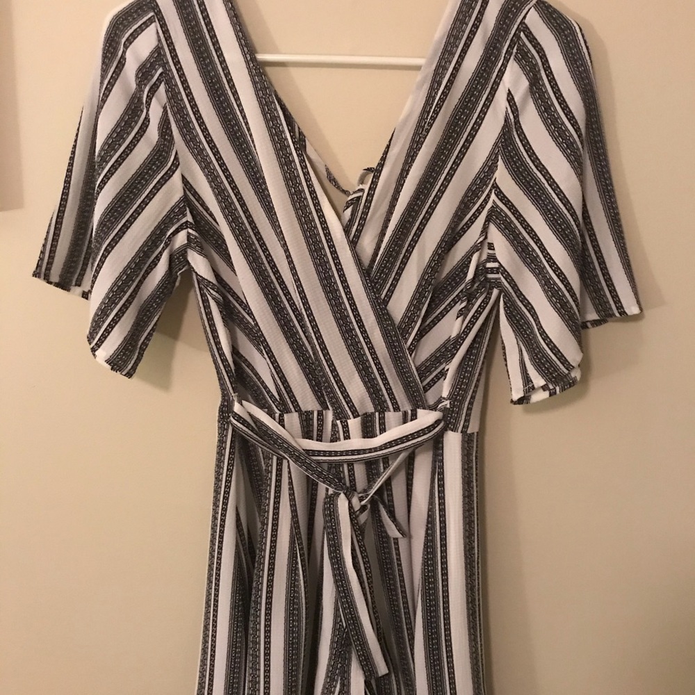 Francesca’s black and white striped romper. size s